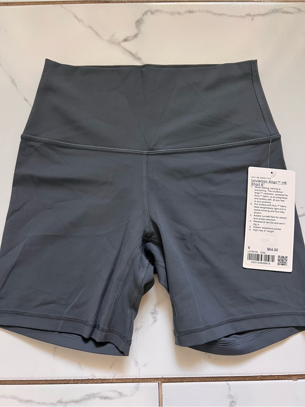 Lululemon Align High-Rise Short 6” Oil Grey Size 6 NWT